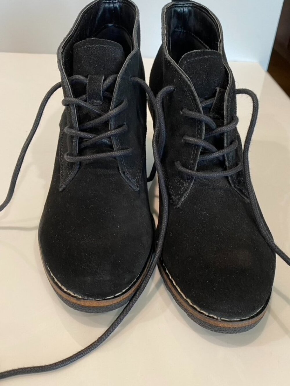 White Mountain block heel wedge Black shoes 8 1/2